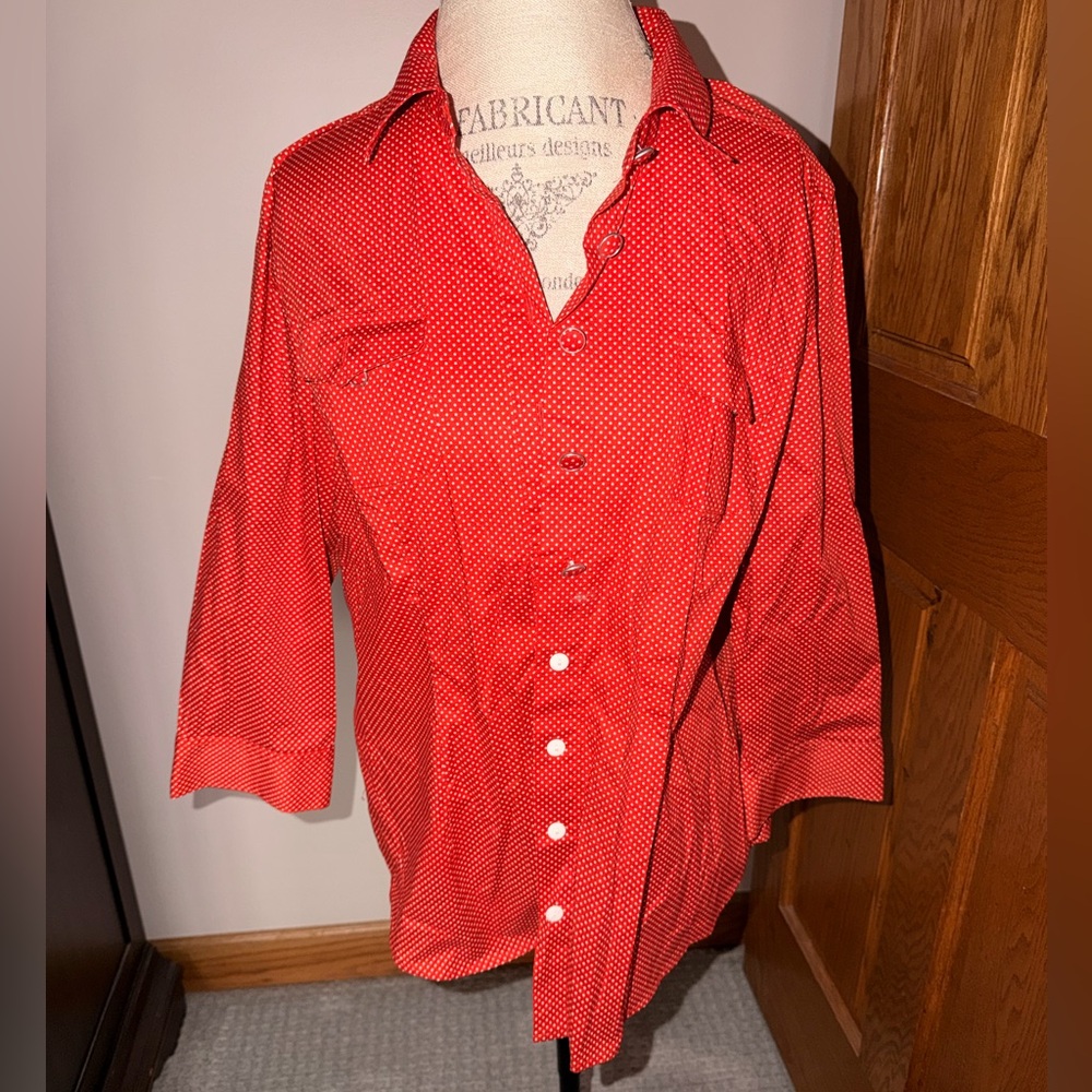 Red and white polka dot shirt